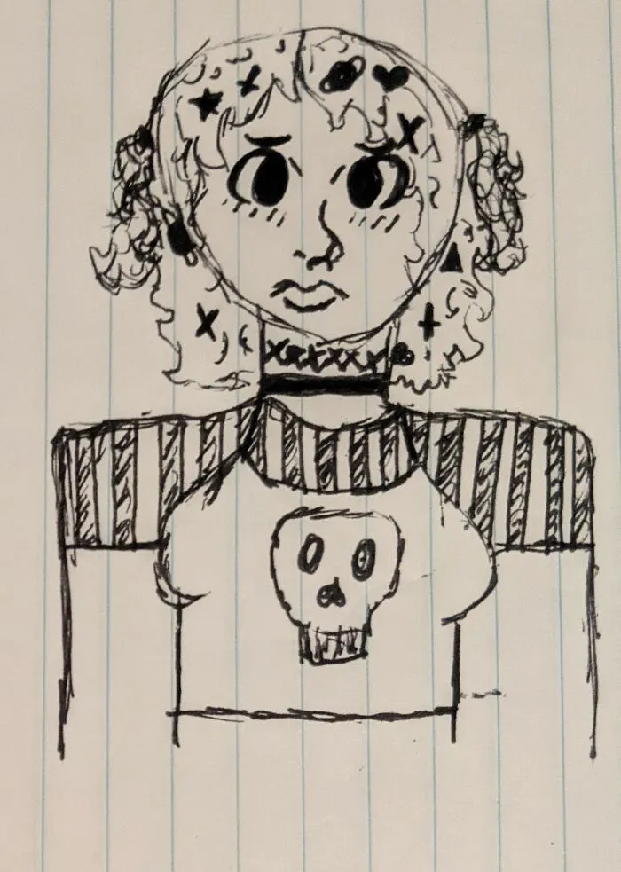 This Is Nina! I Drew Them Today! Im Super Happy With How They Turned Out (Btw They Are A Fictional Character) 💛🤍💜🖤