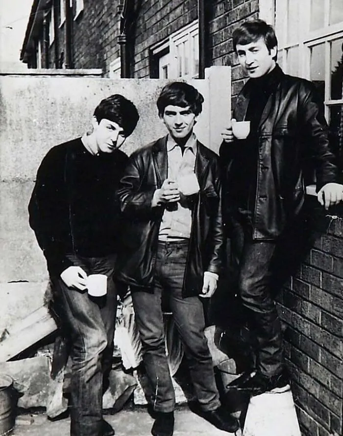 Paul, George, And John With Cups Of Tea