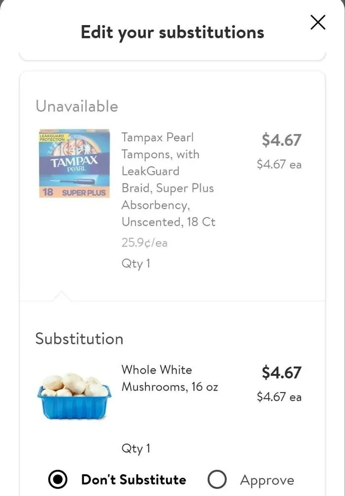 A Walmart Substitution My Husband Found On Twitter; I Don't Think It's Going To Work