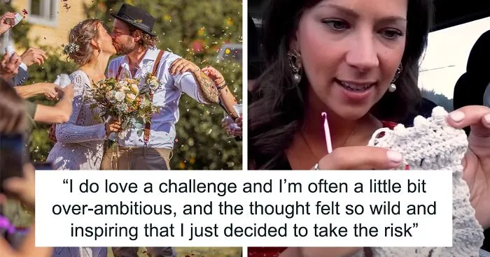 This Bride Finished Knitting Her Wedding Dress 4 Days Before The Wedding, Documented The Entire Process And Shared It Online