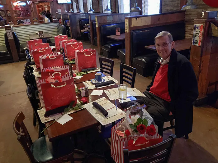 This Amazing Gentleman, Every Valentine's Day, Brings All The Widows From The Nursing, Retirement Home And Treats Them To Lunch, Gifts, And A Rose For Each