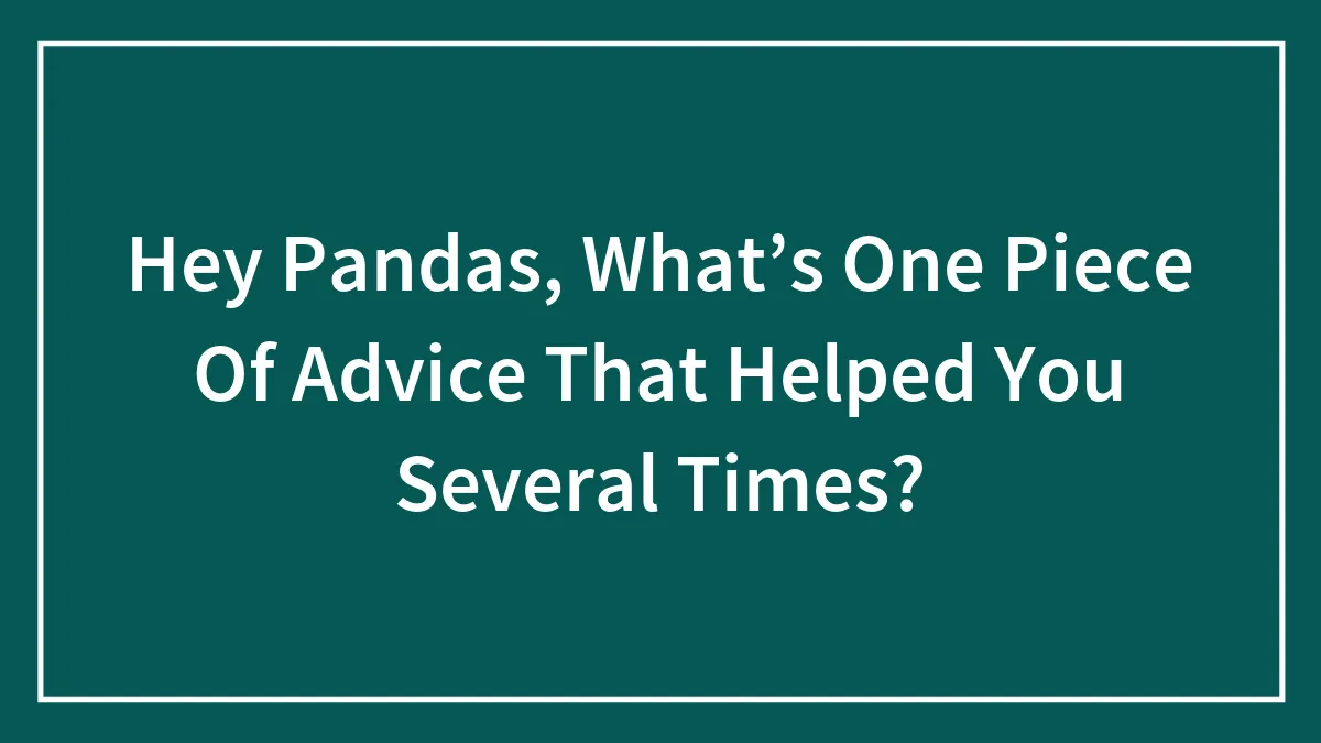 Hey Pandas, What’s One Piece Of Advice That Helped You Several Times? (Closed)