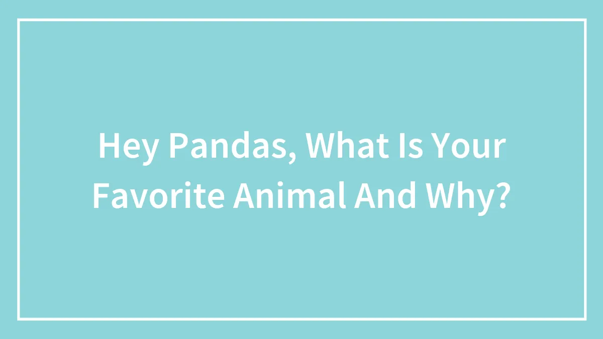 Hey Pandas, What Is Your Favorite Animal And Why?
