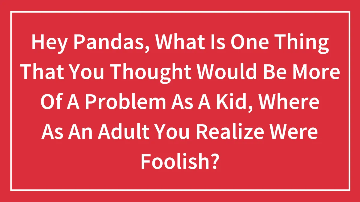 Hey Pandas, What Is One Thing That You Thought Would Be More Of A Problem As A Kid, Where As An Adult You Realize Were Foolish?