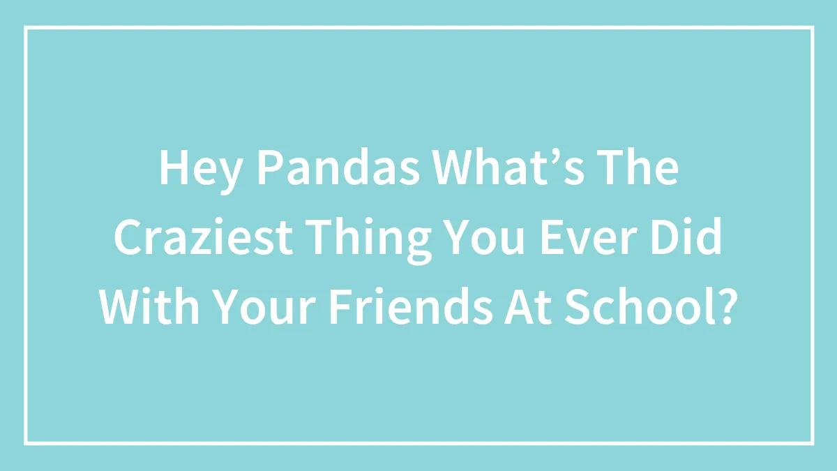 Hey Pandas What’s The Craziest Thing You Ever Did With Your Friends At School?