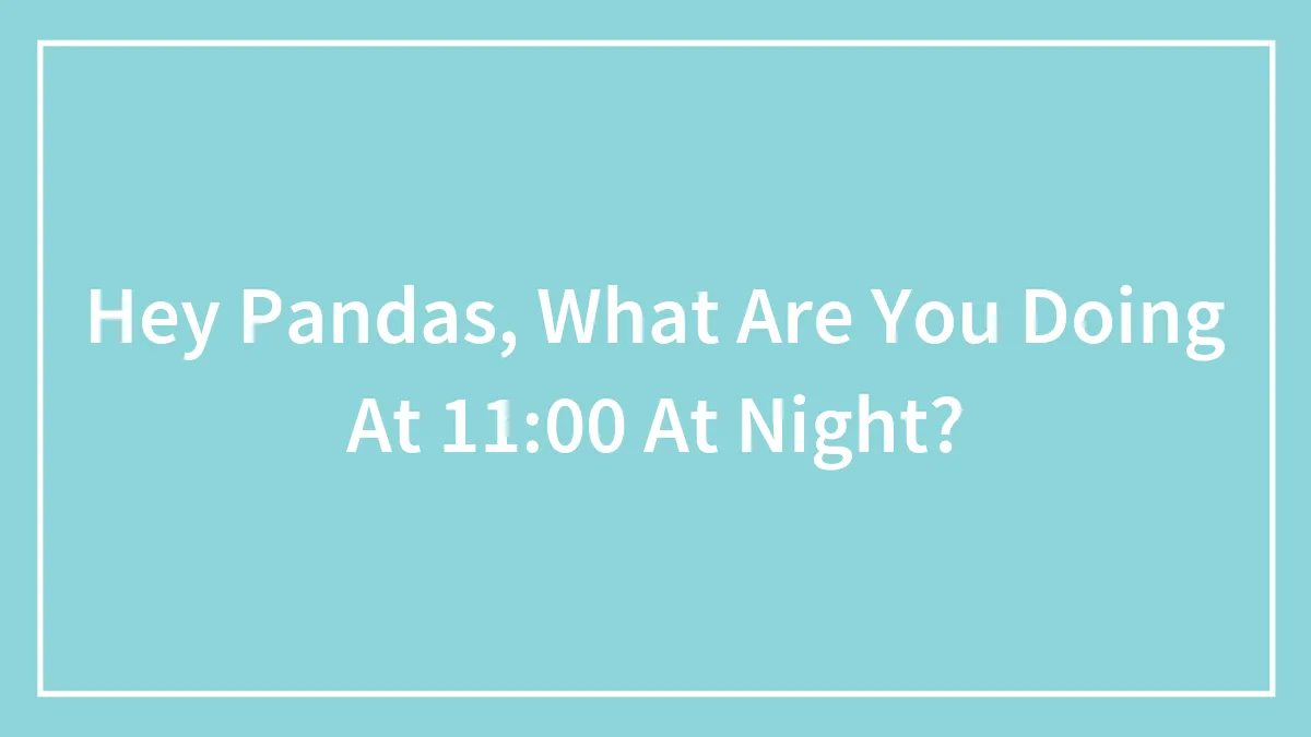 Hey Pandas, What Are You Doing At 11:00 At Night?