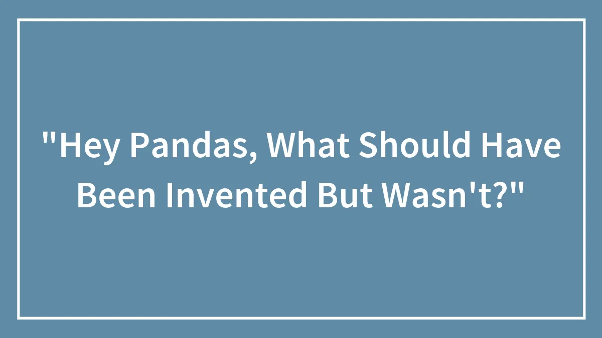 "Hey Pandas, What Should Have Been Invented But Wasn't?"
