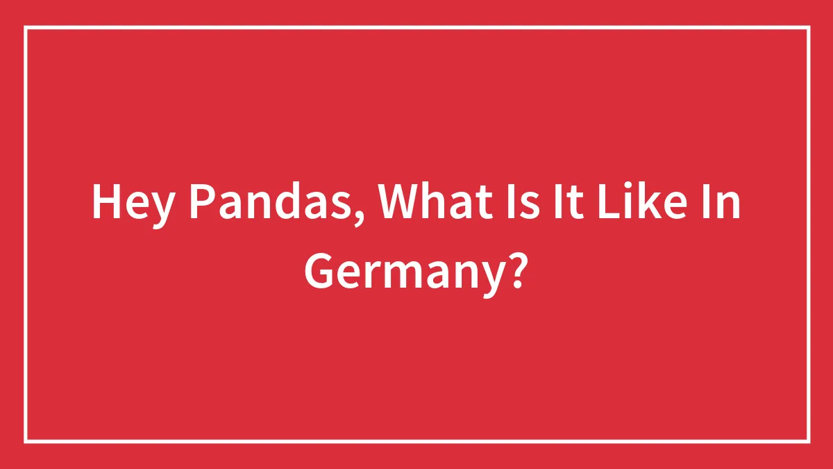 Hey Pandas, What Is It Like In Germany? (Closed)