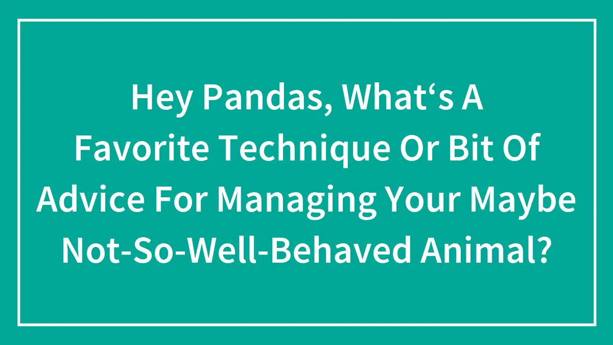 Hey Pandas, What‘s A Favorite Technique Or Bit Of Advice For Managing Your Maybe Not-So-Well-Behaved Animal?