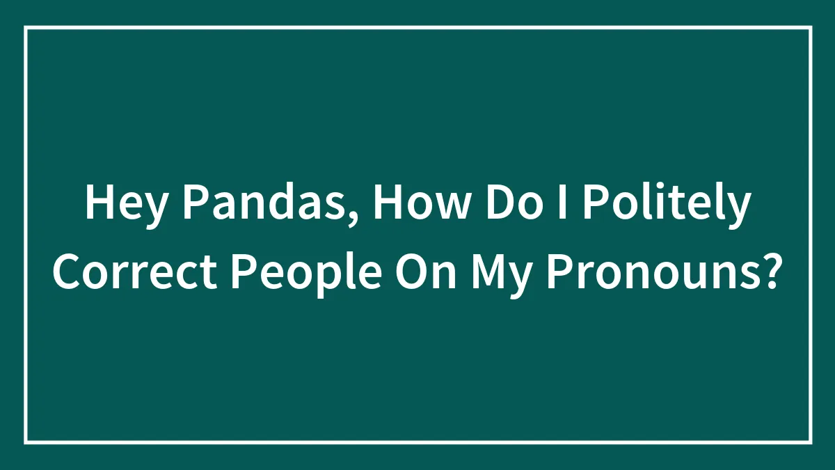 Hey Pandas, How Do I Politely Correct People On My Pronouns? (Closed)