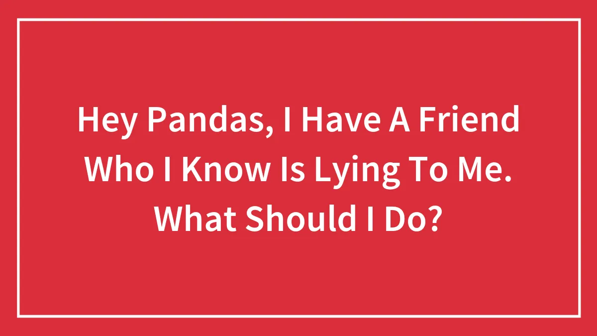 Hey Pandas, I Have A Friend Who I Know Is Lying To Me. What Should I Do?