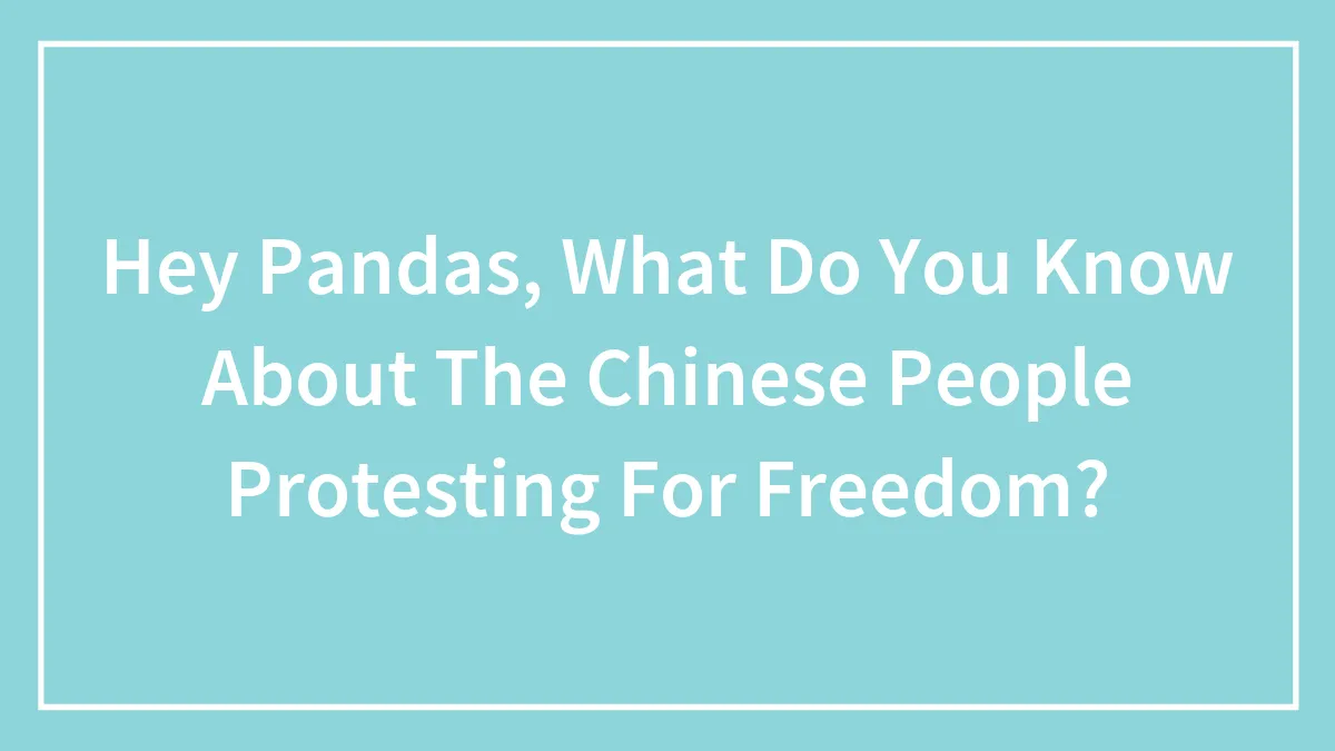 Hey Pandas, What Do You Know About The Chinese People Protesting For Freedom? (Closed)