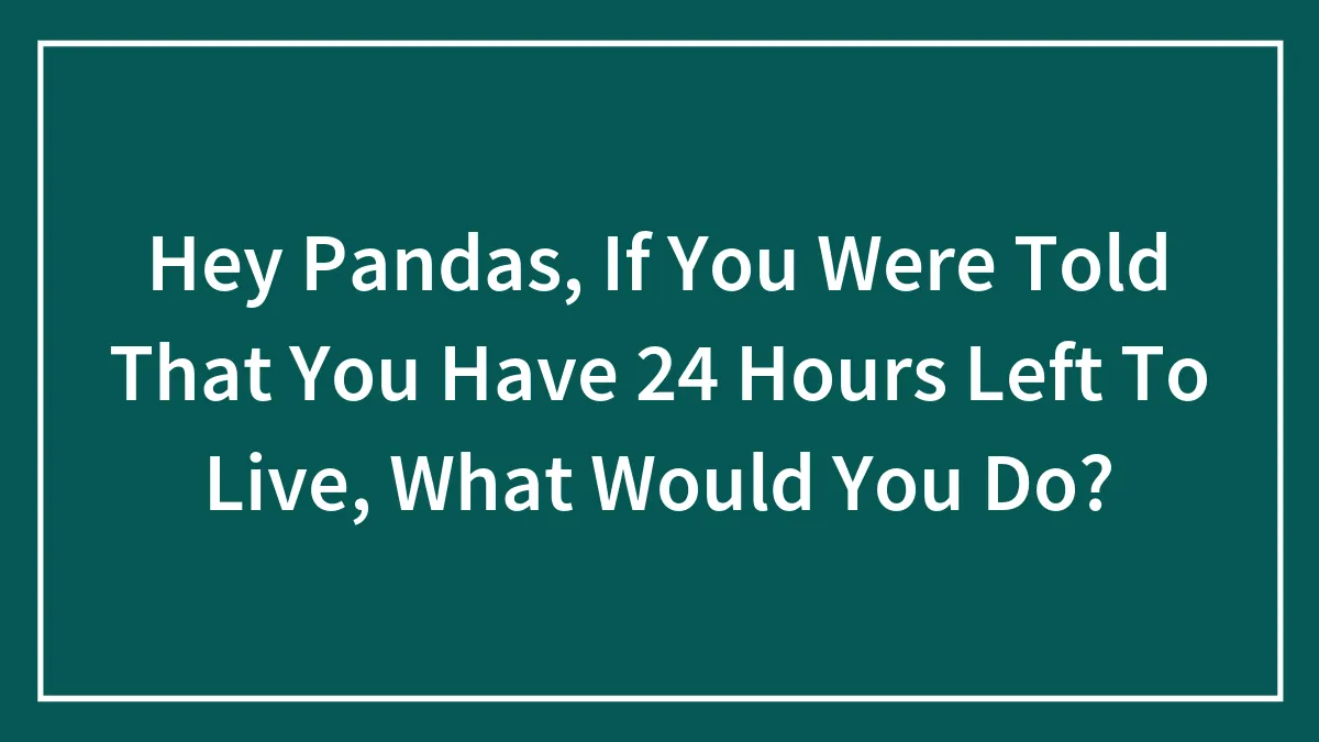 Hey Pandas, If You Were Told That You Have 24 Hours Left To Live, What Would You Do? (Closed)
