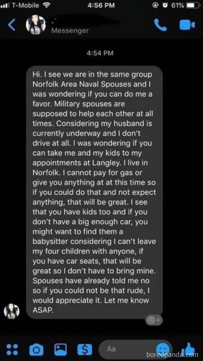 Karen Thinks She's Entitled For A Ride For Her And Her 4 Kids Cause She's A Military Spouse