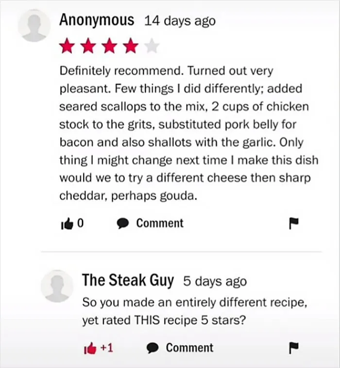 34 Hilariously Dumb Comments People Left On Internet Recipes That Got Called Out By This TikToker
