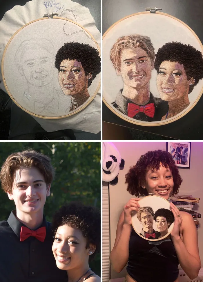 A Gift For My Girlfriend. This Is My First Real Embroidery Project, And I Wanted To Share It Because I Am Happy With How It Turned Out