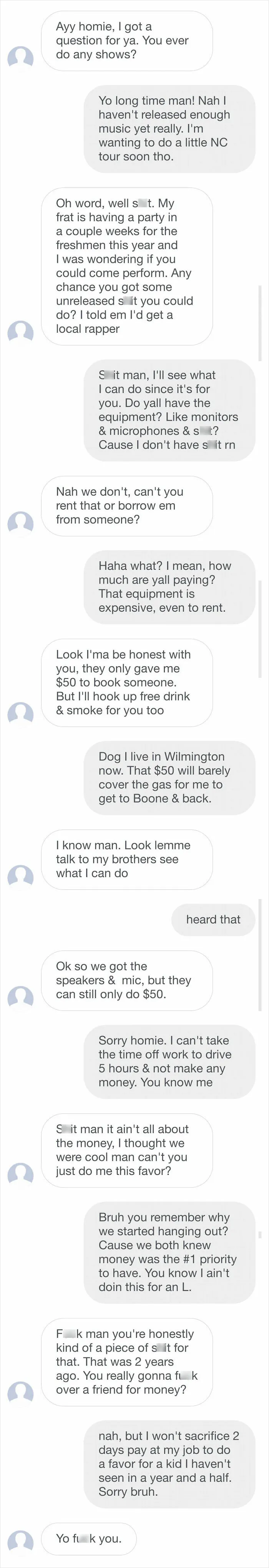 An "Old Friend" Wants Me To Drive 10 Hours Round Trip, And Take 2 Days Off Work, To Do Him A Favor. Offers Barely Enough To Cover Gas