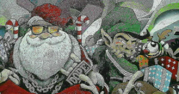 Christmas Street Art And Integration Of Street Art In The Urban Cities