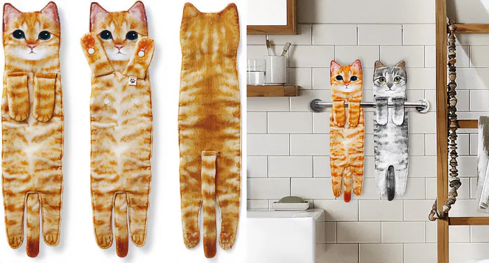 Funny Cat Hand Towels