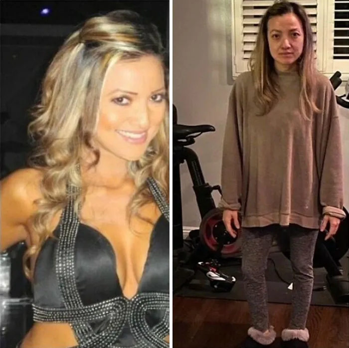 From Sparkles To Sweatpants. Look At The Expression: Good Feeling Gone!