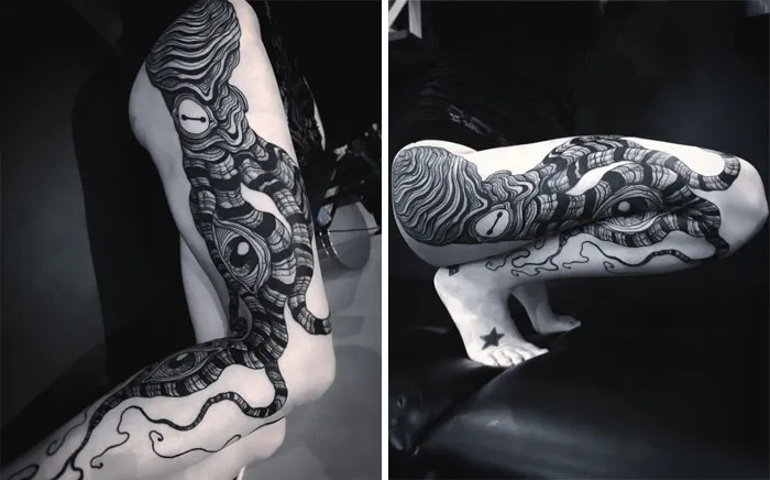 35 Tatuajes geniales que muestran su verdadero aspecto cuando el cuerpo se mueve, por Veks Van Hillik Tattoo