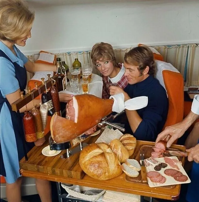 Serving A Snack On Scandinavian Airlines Flight, 1969