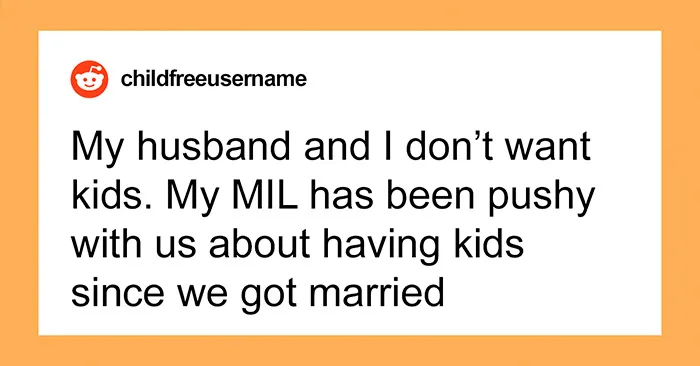Childfree Woman Has Had Enough Of MIL Pushing For Kids, Finally Snaps And MIL Storms Off Crying, She Asks If She Went Too Far