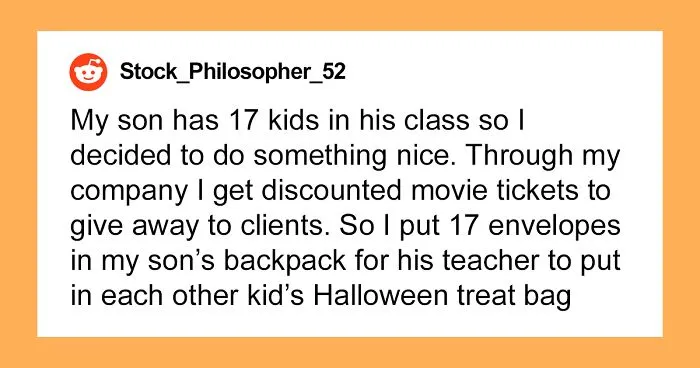 Parent Gives Their Son's Kindergarten Classmates Movie Vouchers, Calls Other Parents "Greedy" And "Cheap" After They Confront Them