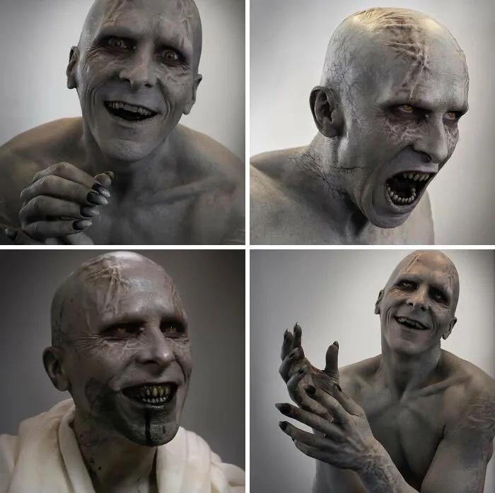 Shots Of Christian Bale's Gorr Makeup Test For 'Thor Love And Thunder'