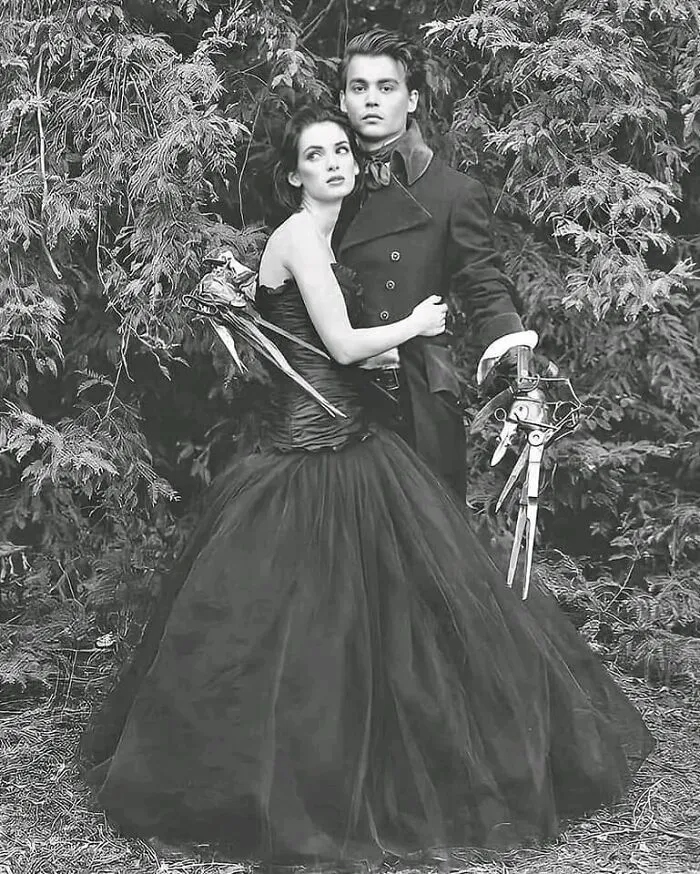 Johnny Depp And Winona Ryder On The Set Of Edward Scissorhands