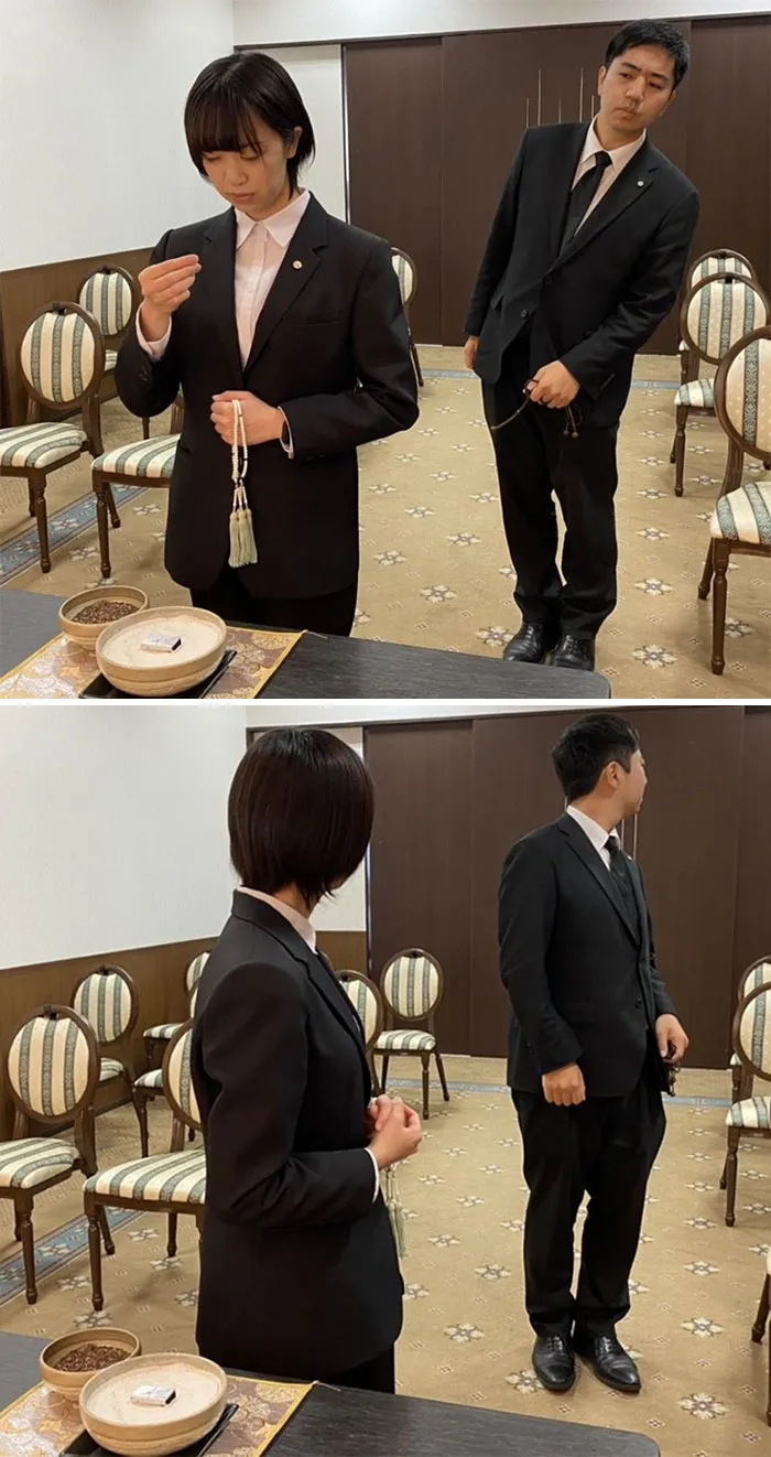 Next In Line To Offer Incense At The Funeral But Unsure Of The Custom So Trying To Peek At The Person In Front