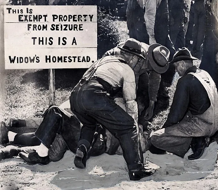 Farmers “Arrest” The Sheriff Who Was Attempting To Evict A Woman From Her Farm On Behalf Of An Insurance Company. Michigan, 1952