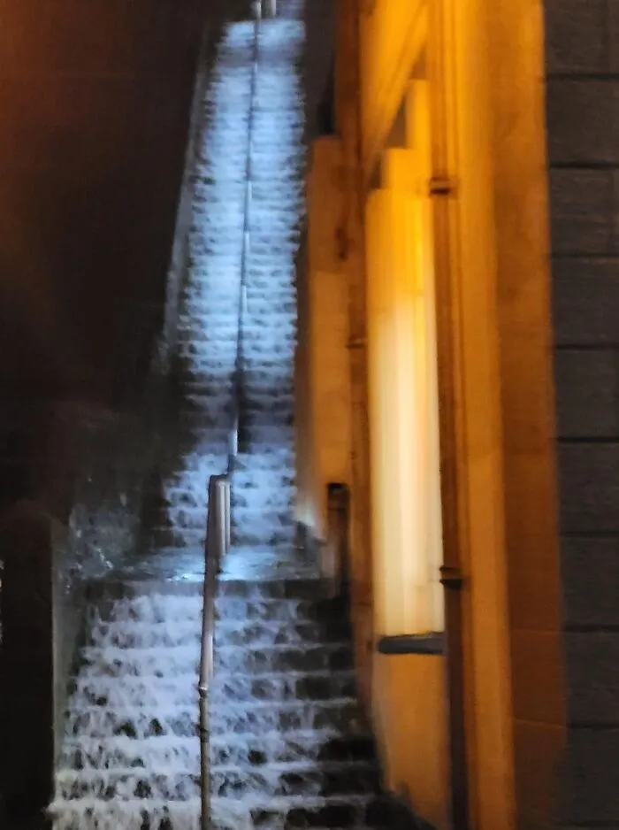This Is Jacob’s Ladder In Falmouth, UK On 3rd Nov 2022 During A Terrible Downpour