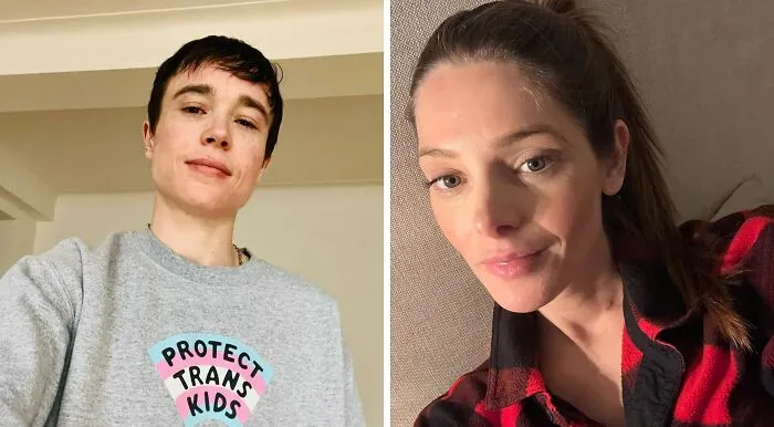 Two celebrities shown in casual selfies highlighting unexpected matches of celebrities with the same birthday.