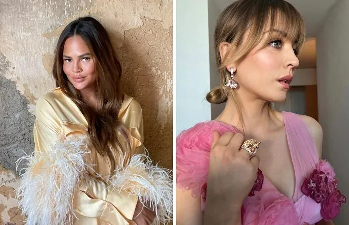 Two celebrities posing in stylish outfits, showcasing unexpected matches of celebrities with the same birthday.