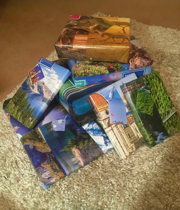 Inspired By All Your Wrapping Posts, I Dug Out This Old Travel Brochure And Ripped Out The Beautiful Photos To Wrap Up My Gifts