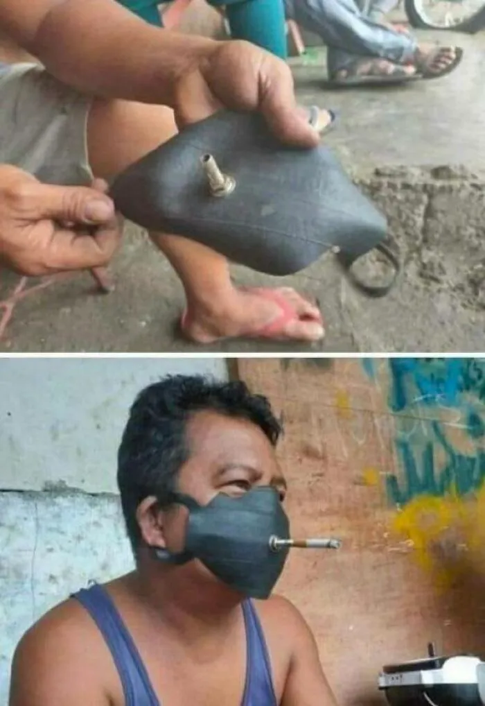Una mascarilla con cámara de aire 
