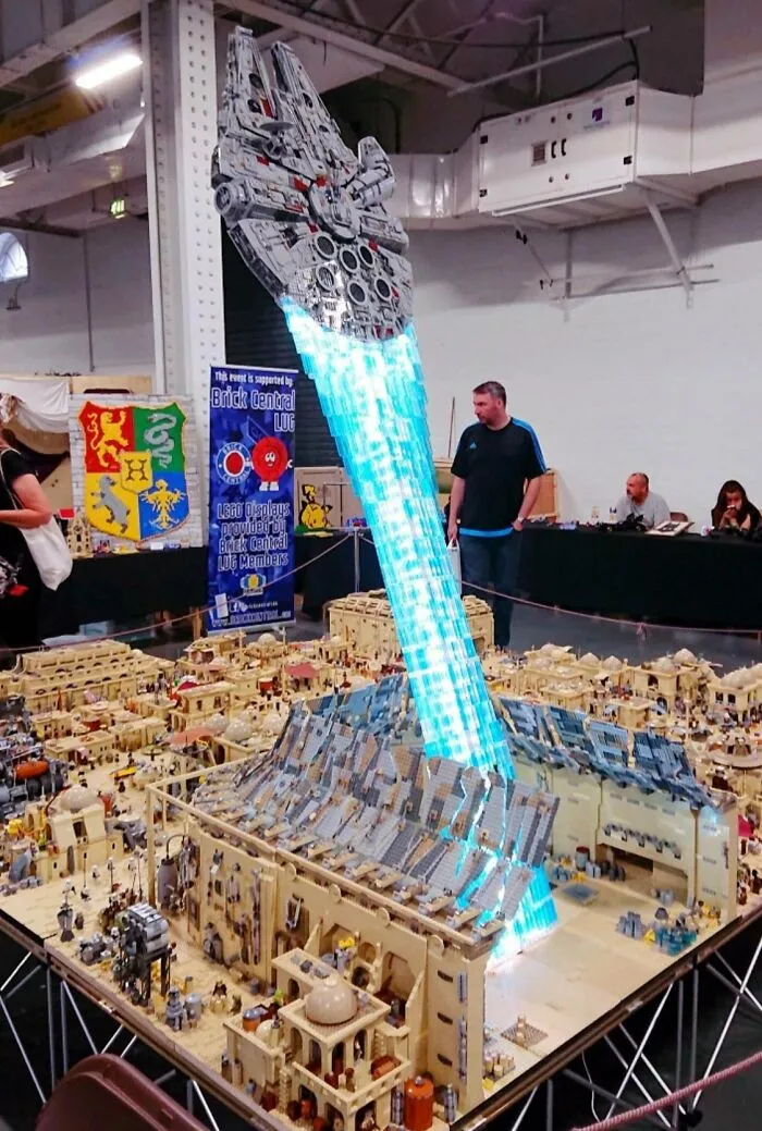 Giant Star Wars Set With A Flying Millennium Falcon