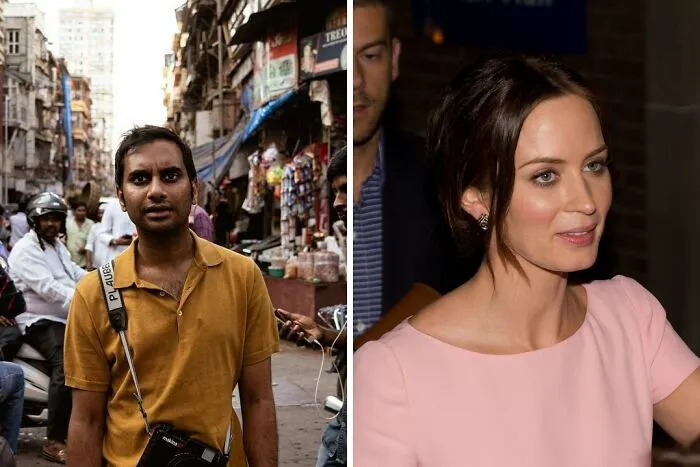 Two celebrities with the same birthday, pictured side by side in casual and formal settings for celebrity birthday matches.