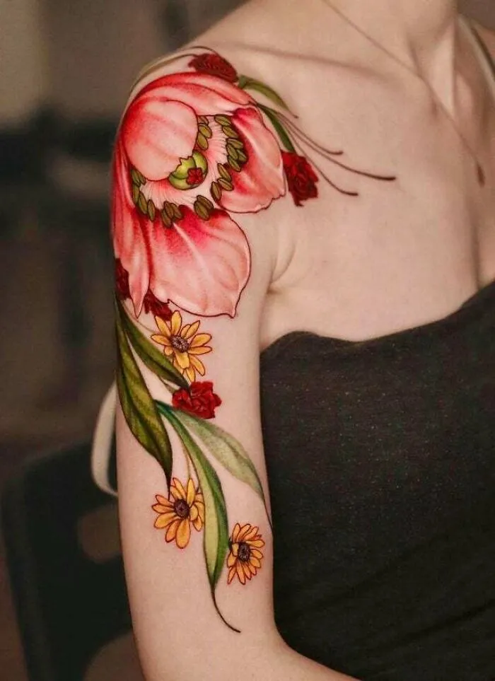 Wild Gerberas, Carnations And Peony