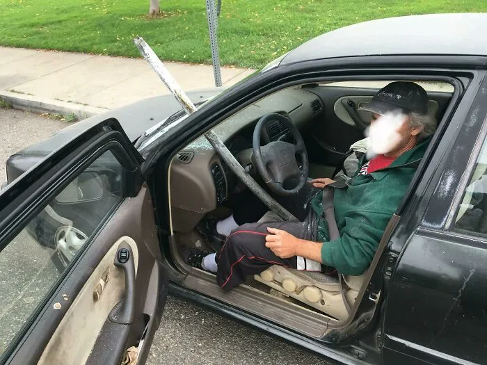 A Pole Flew Through My Friend's Windshield While Driving Down I-80 Outside Of Berkeley, California Almost Impaling Him
