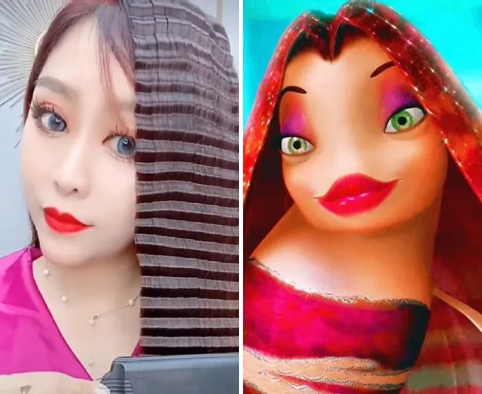 Lola From Shark Tale and a similar looking woman 