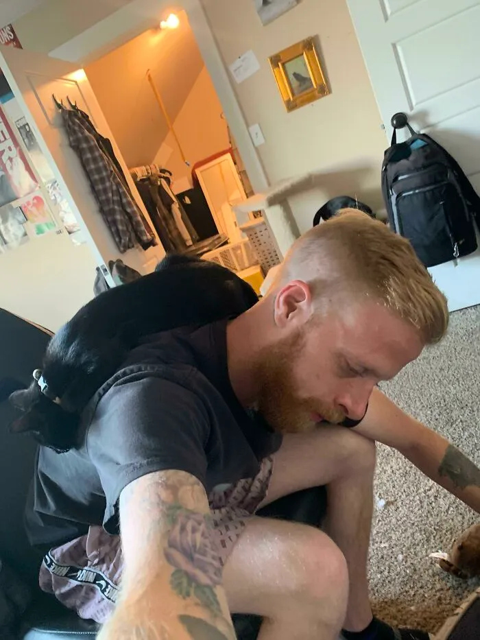 Bent Down To Rub The Belly Of My Dog. And Ruth Took That As An Invitation To Sleep On My Back. I Hope This Isn’t Considered Low Effort Because My Back Is Killing Me