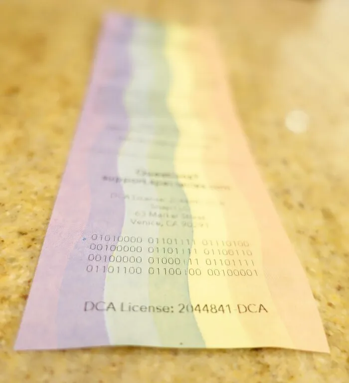 The Bottom Of My Rainbow Receipt Says "Pot Of Gold!" In Binary