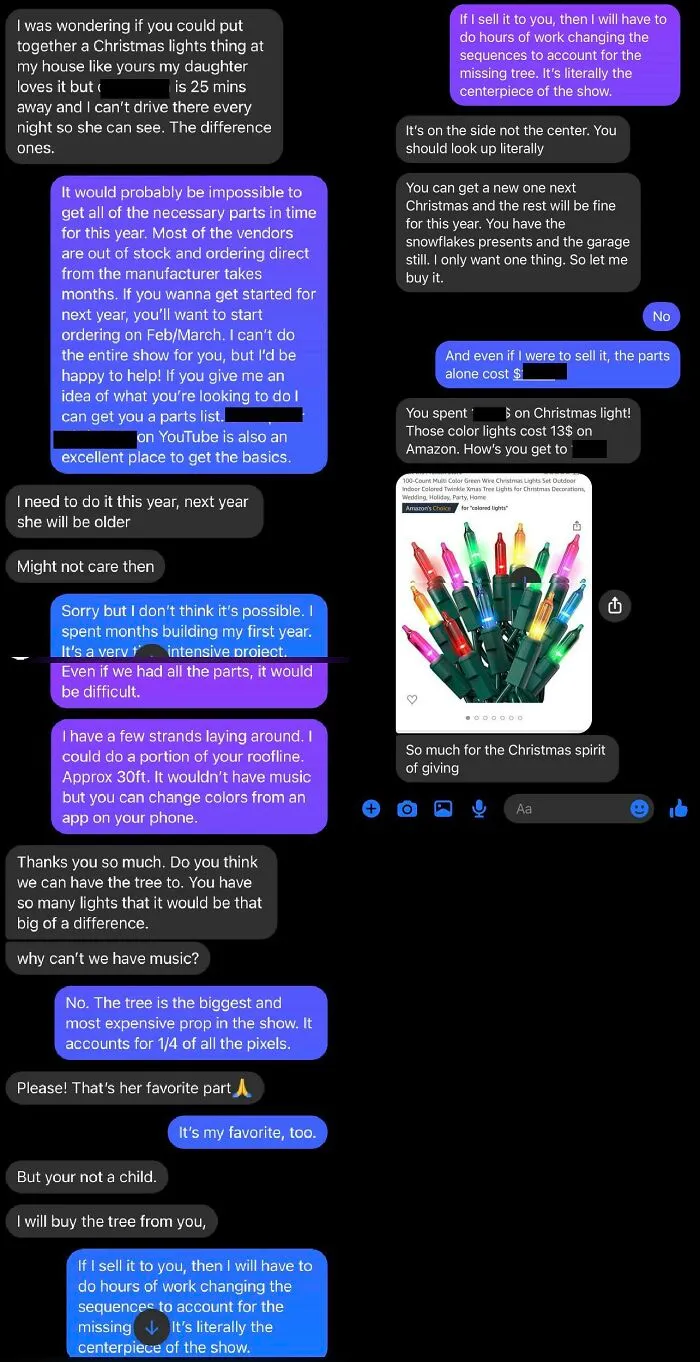 I Do A Yearly Christmas Light Show On My House. This Lady *only* Wanted My 18ft 8000 Pixel Tree