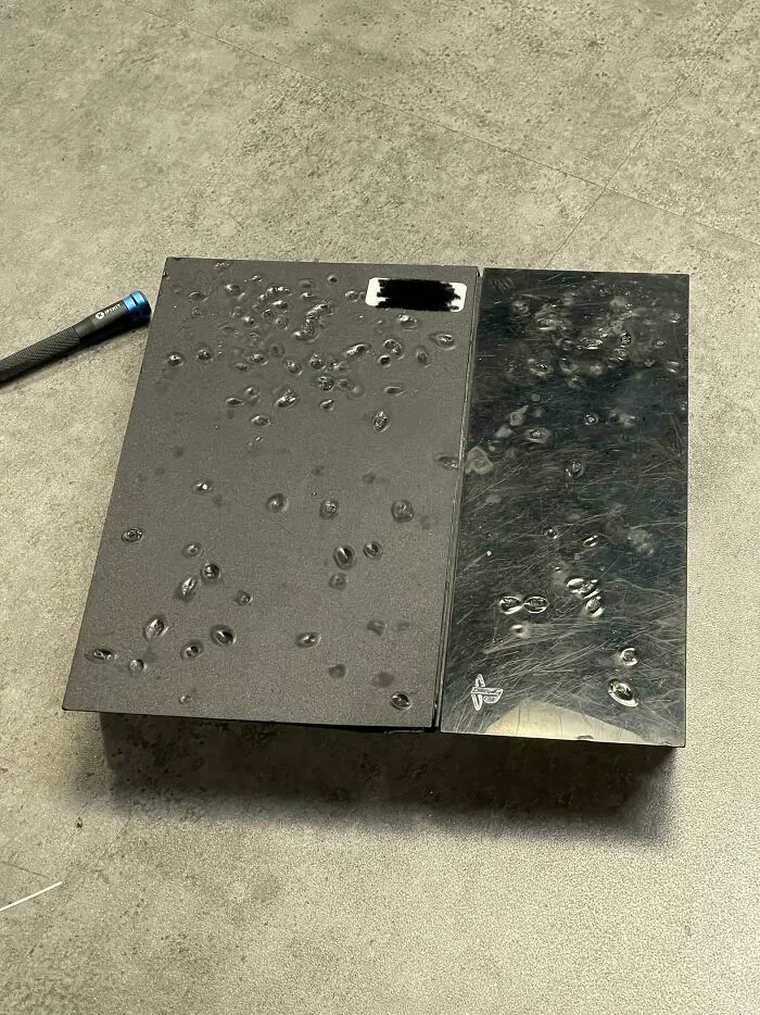 Burned Cigarette Marks On A Ps4 Brought In For Repair. Device Was Filled With Dead Roaches