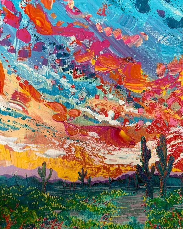 Hice este cuadro sobre lo que sentía en el desierto. Esto es "Magia del Desierto"
