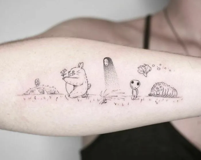 Studio Ghibli Cartoon Characters Tattoo