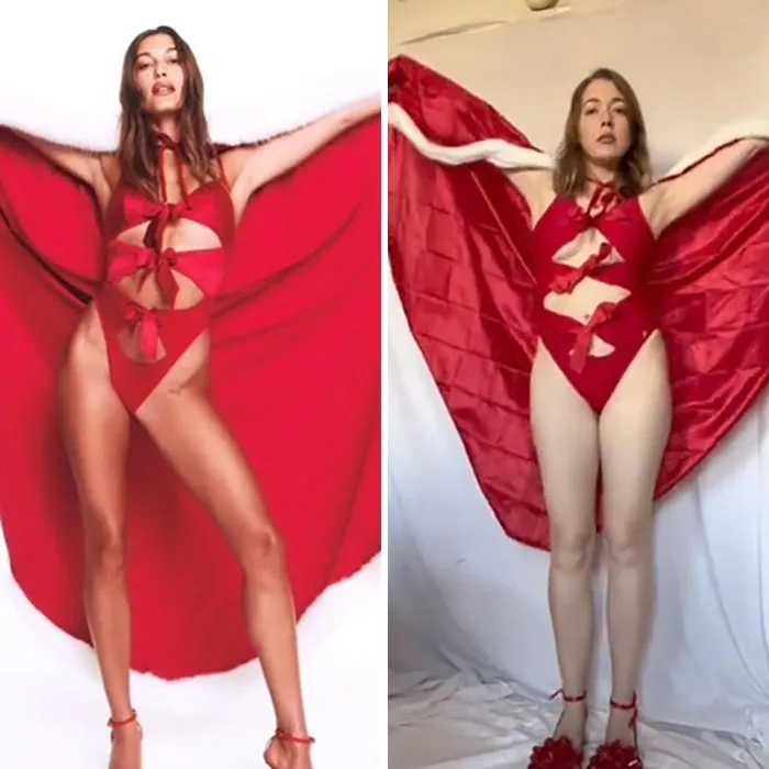 Esta mujer usa artículos cotidianos para recrear los atuendos de las celebridades y los resultados son súper divertidos