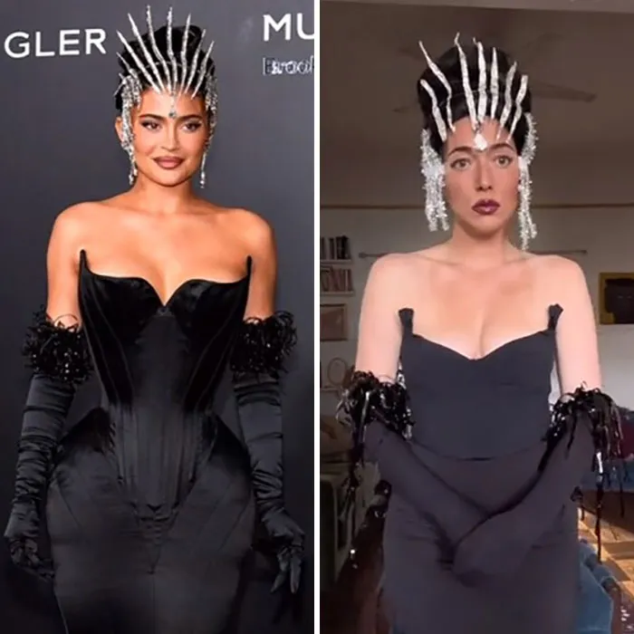 Esta mujer usa artículos cotidianos para recrear los atuendos de las celebridades y los resultados son súper divertidos